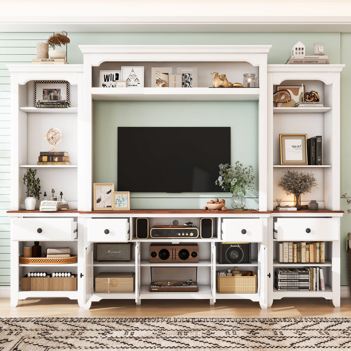 Extra Large TV Stand, Entertainment Center With Storage Cabinets
