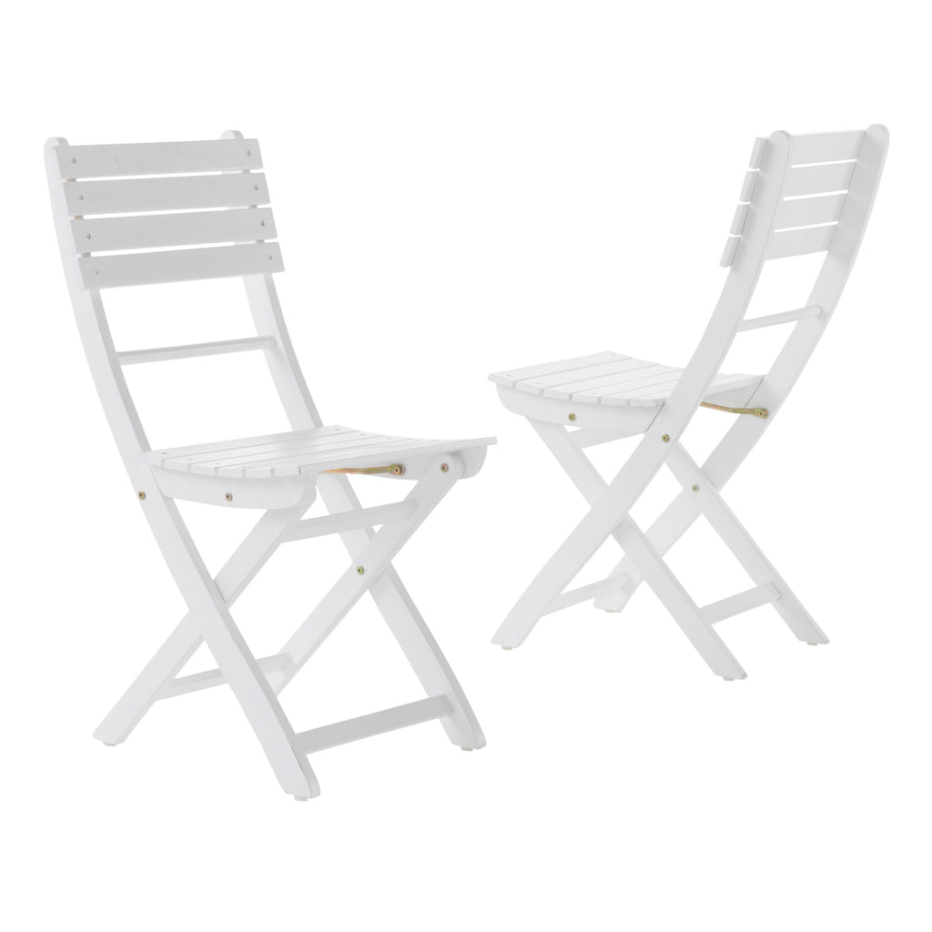 Outdoor Foldable Wood Dining Chair With Slat Design (Set of 2)