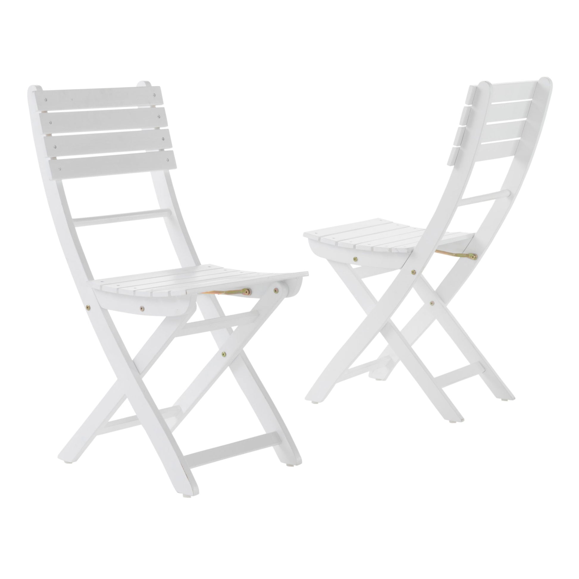 Outdoor Foldable Wood Dining Chair With Slat Design (Set of 2)