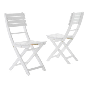 Outdoor Foldable Wood Dining Chair With Slat Design (Set of 2)