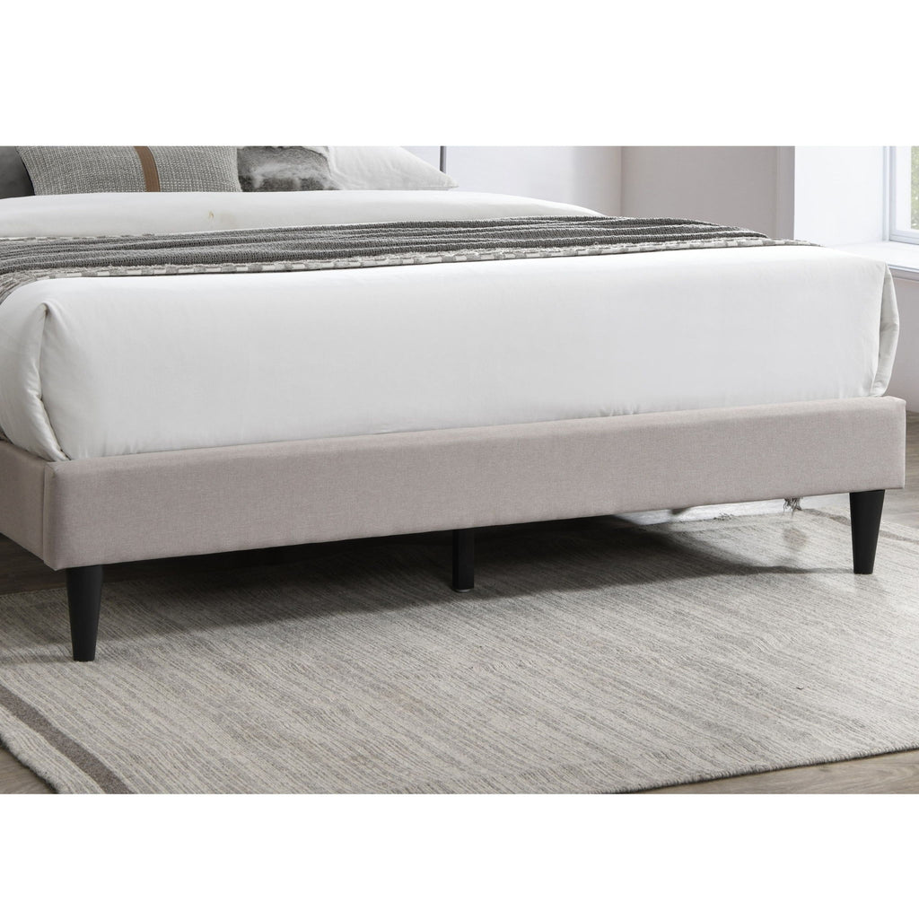 Bed With Nailhead Trim Accents, Upholstered Platform Frame