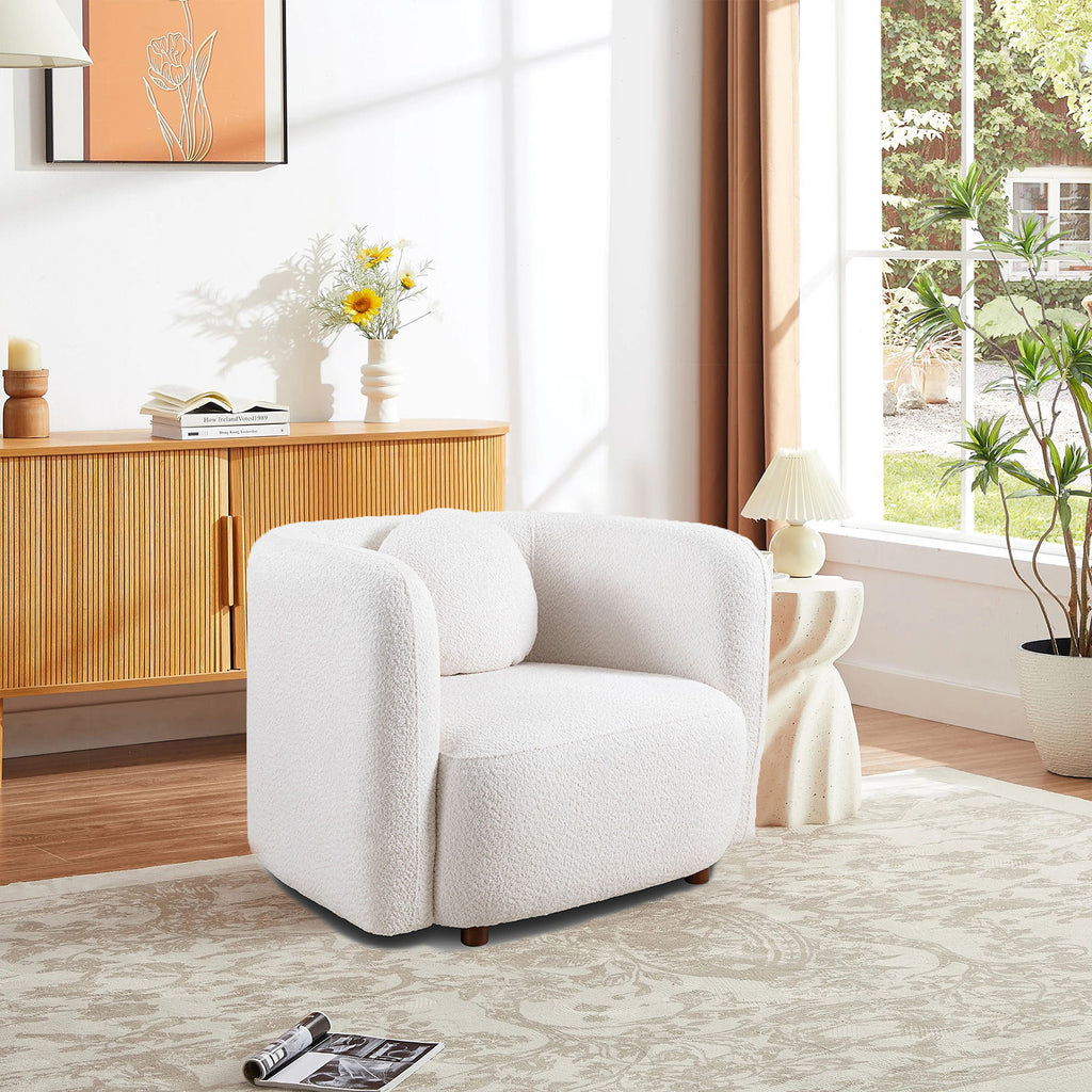 Accent Square Sofa Chair, 1 Seater Cloud Couch - White