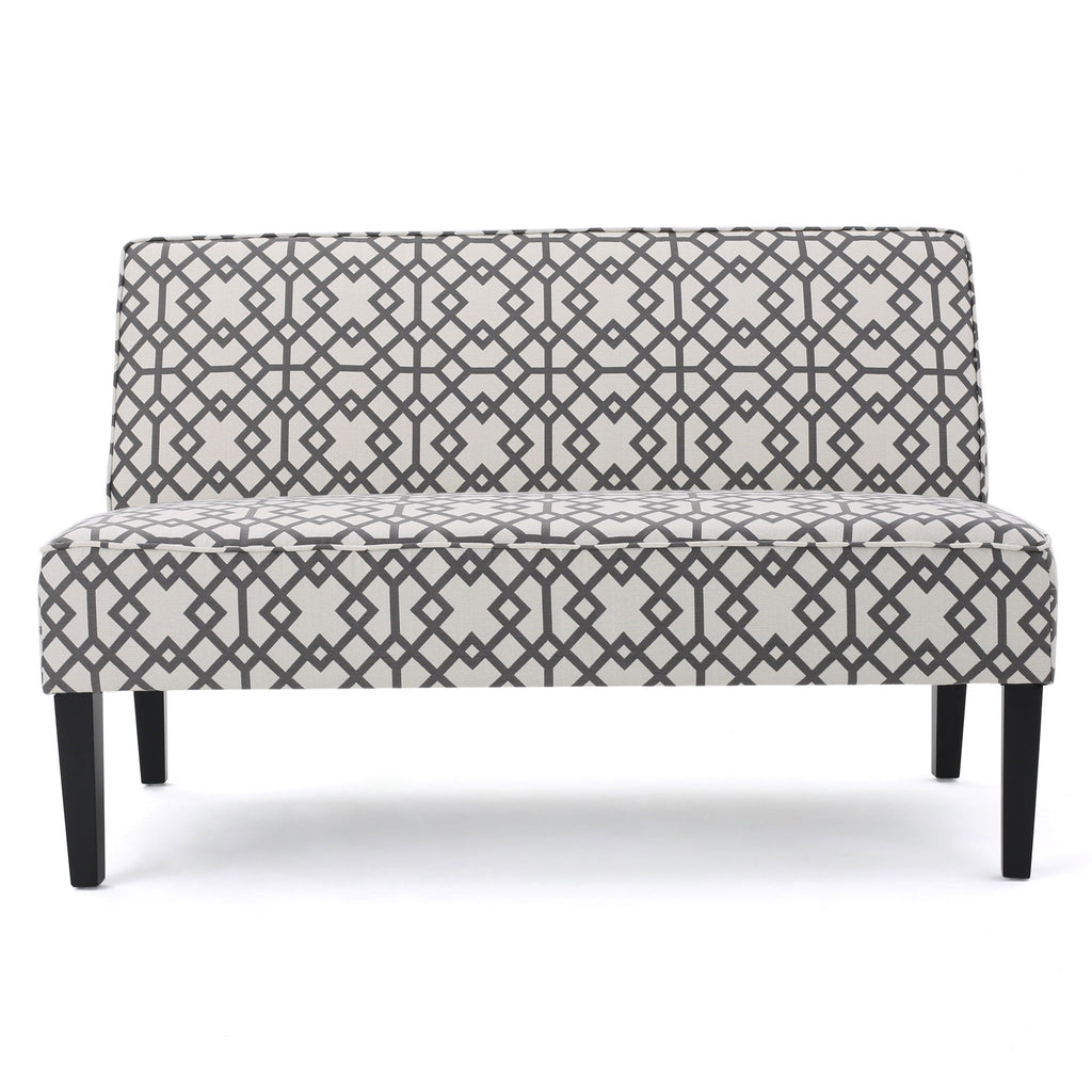 Contemporary Loveseat With Upholstered Fabric And Birch Wood Legs - Gray