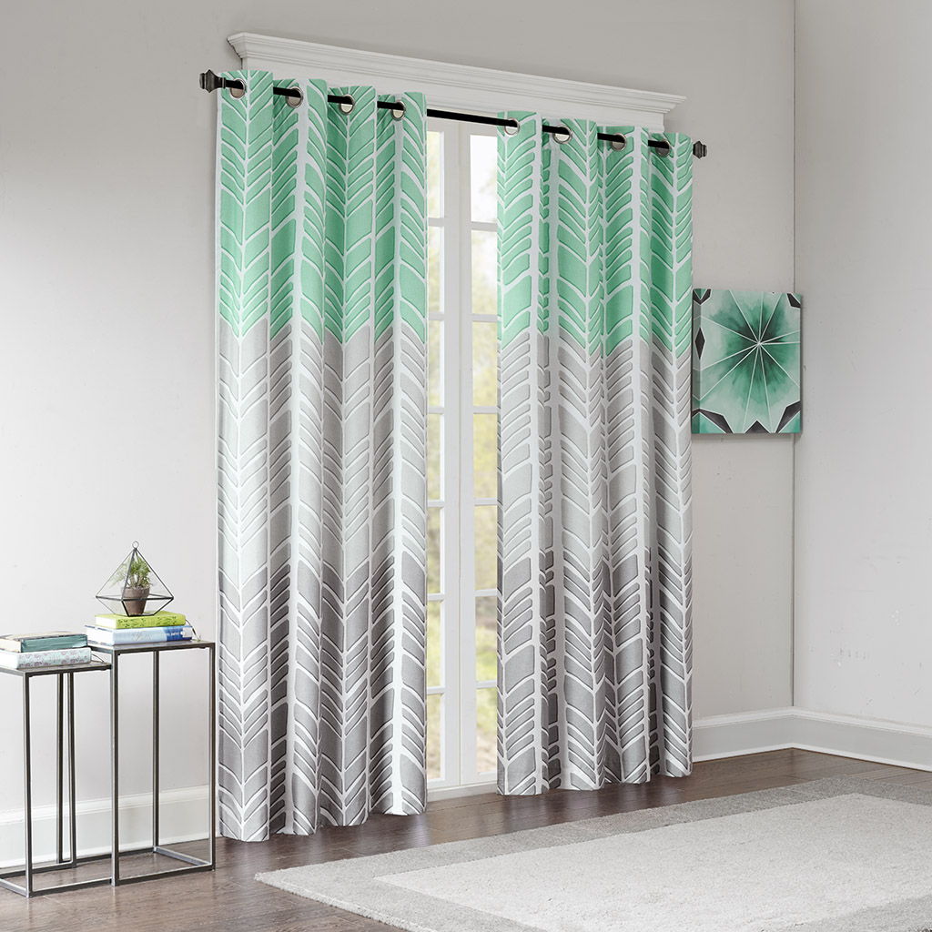 Adel - Printed Total Blackout Window Panel - Aqua