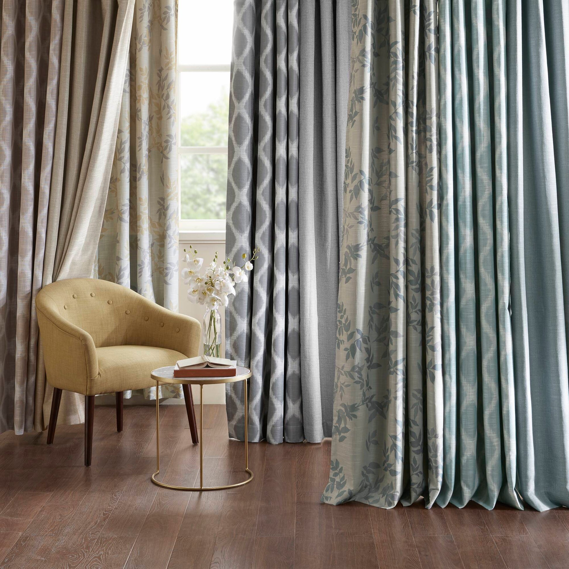 Blakesly - Printed Ikat Blackout Patio Curtain - Aqua