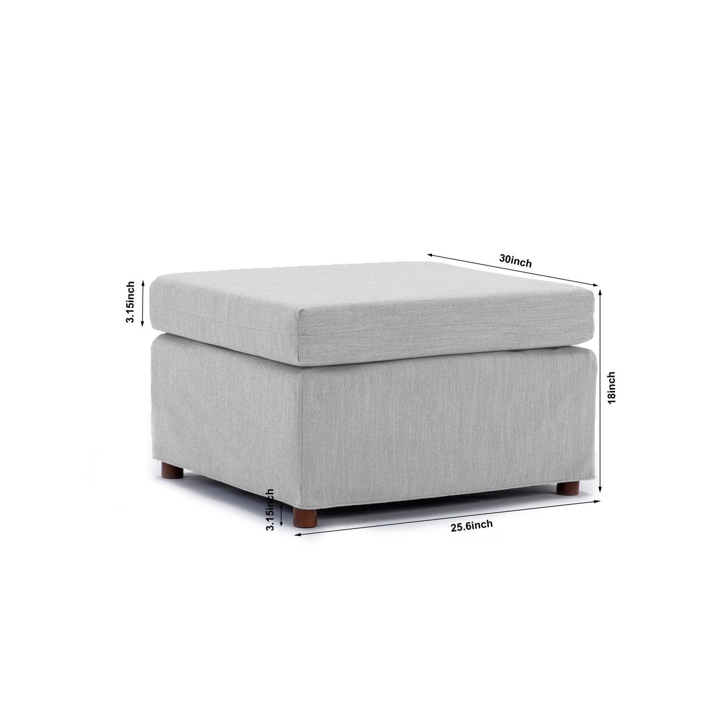 Single Movable Ottoman For Modular Sectional Sofa Couch Without Storage Function, Cushion Covers Removable And Washable