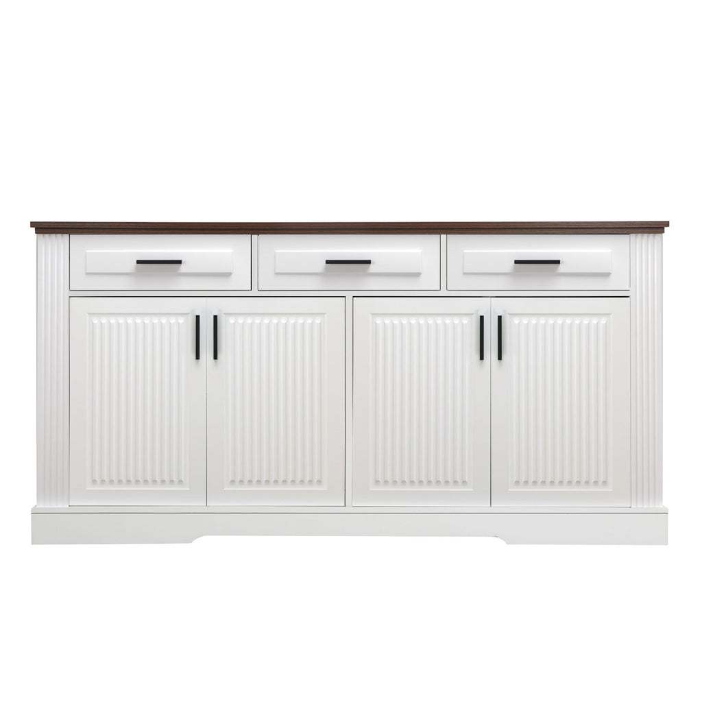 Fluted Sideboard Buffet Cabinet With 4 Doors And 3 Drawers