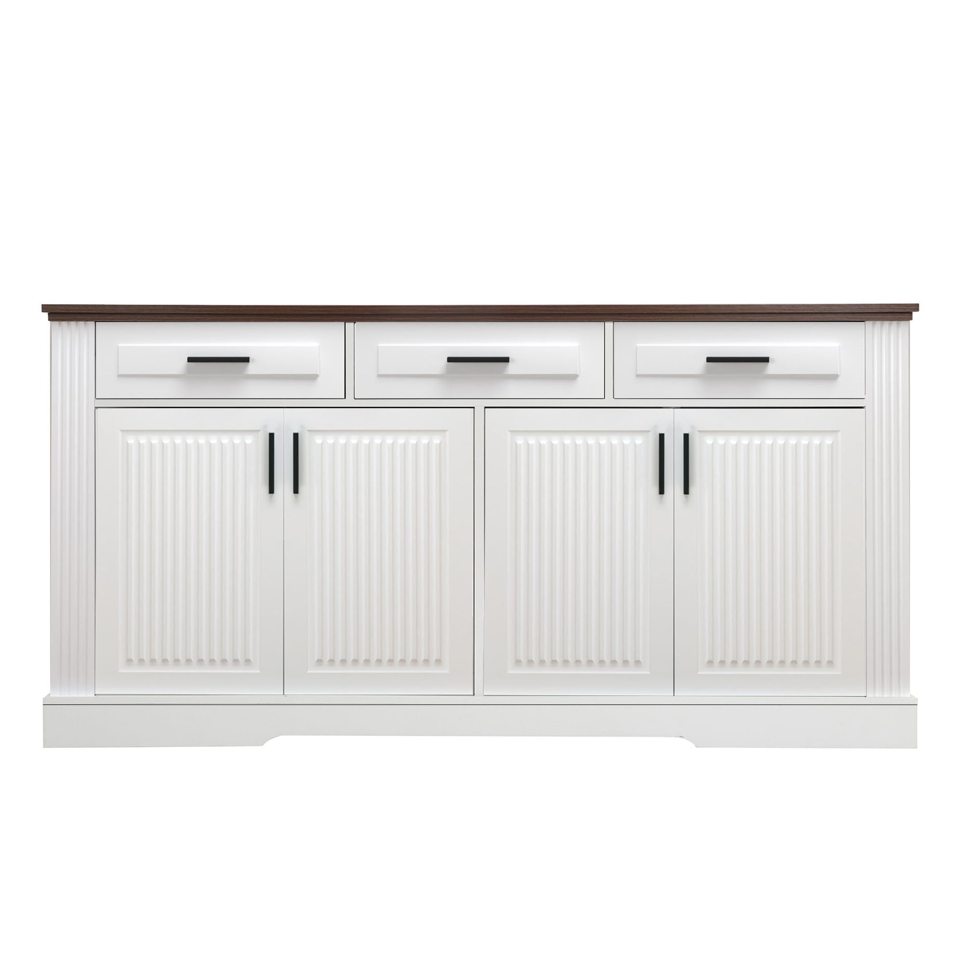 Fluted Sideboard Buffet Cabinet With 4 Doors And 3 Drawers