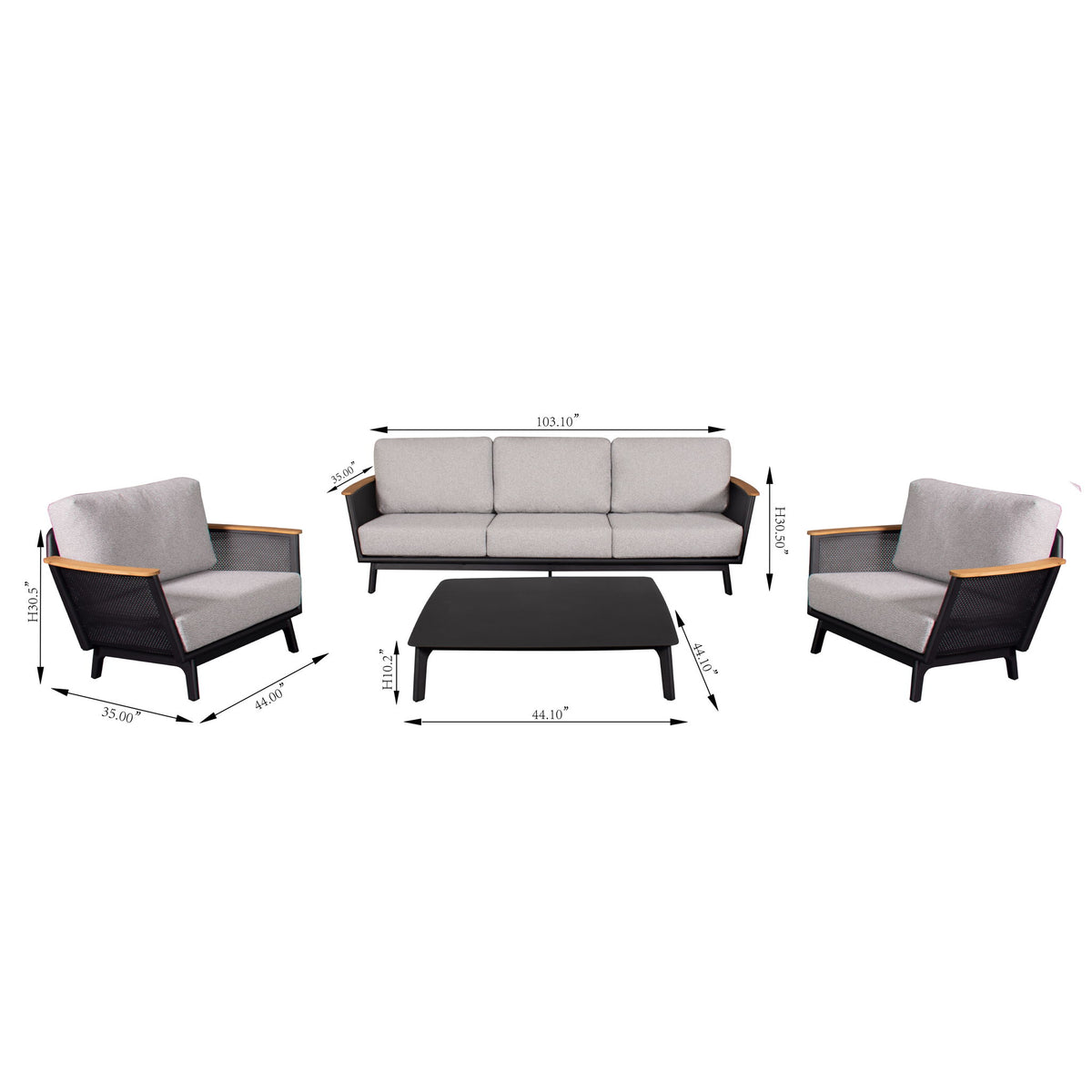 Sofa Set For Outdoor - Black