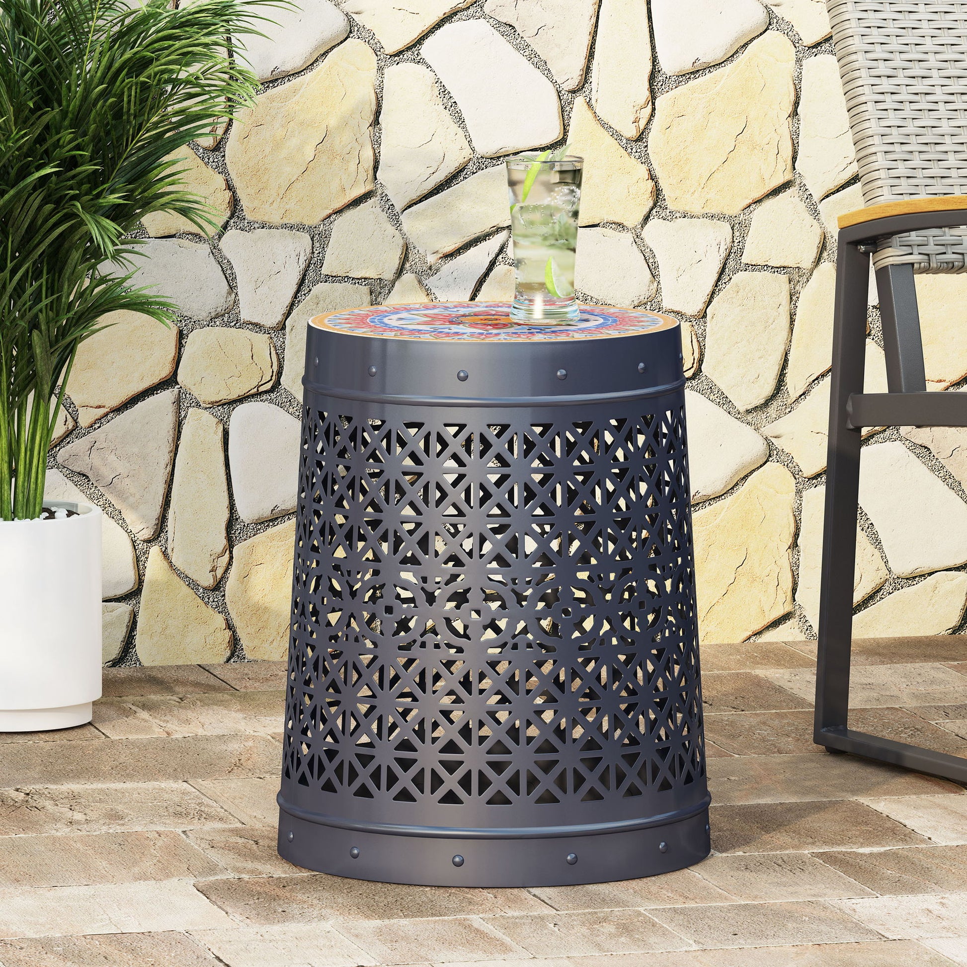 Cranbrook - Side Table With Tile Mosaic Top