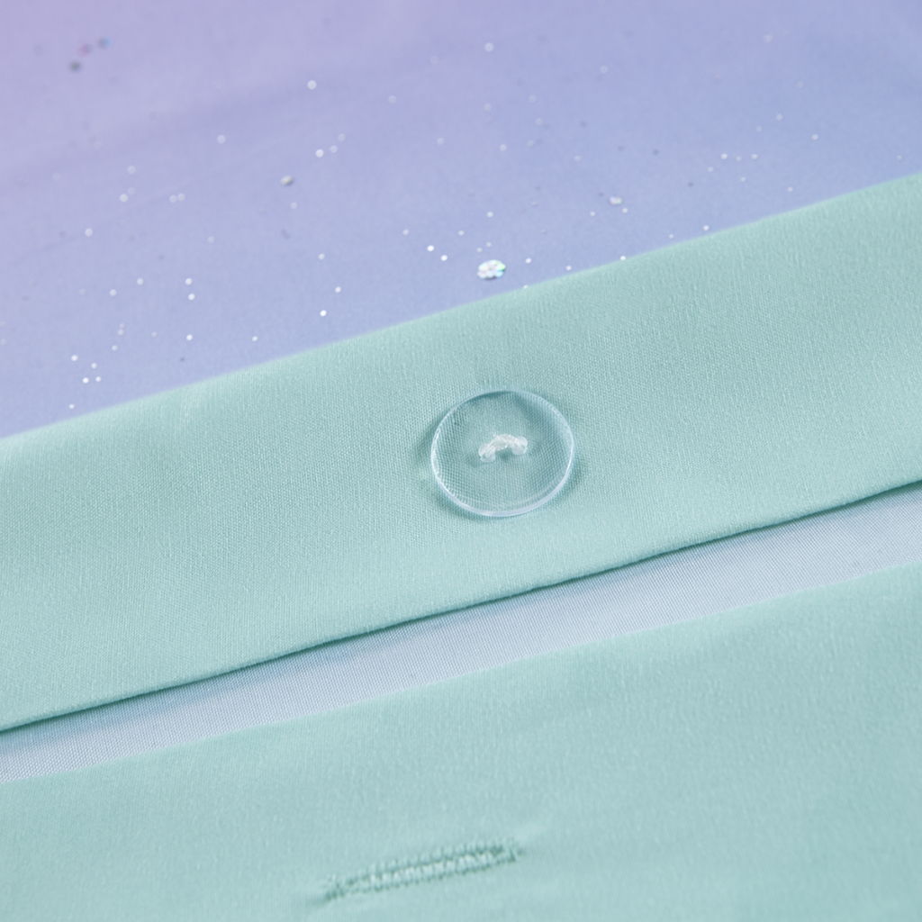 Glimmer - Metallic Glitter Printed Reversible Duvet Cover Set - Aqua