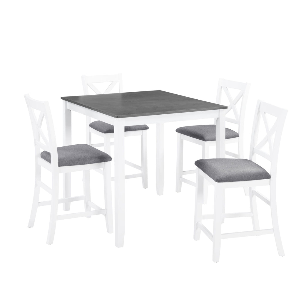 5 Piece Counter Height Dining Table Set With 4 Chairs
