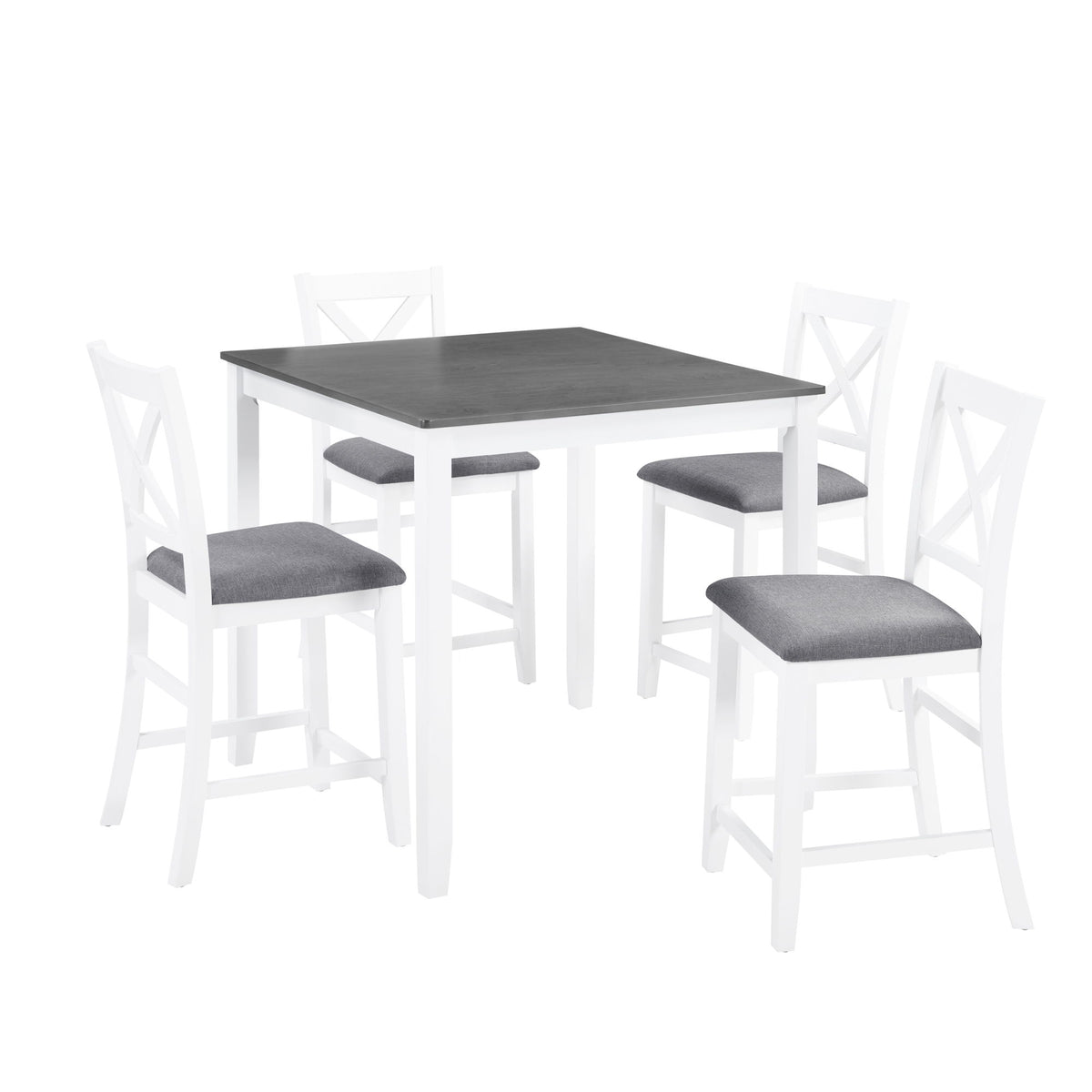 5 Piece Counter Height Dining Table Set With 4 Chairs