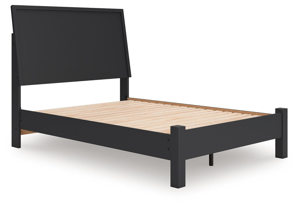 Danziar - Full Panel Bed With Low Footboard - Black