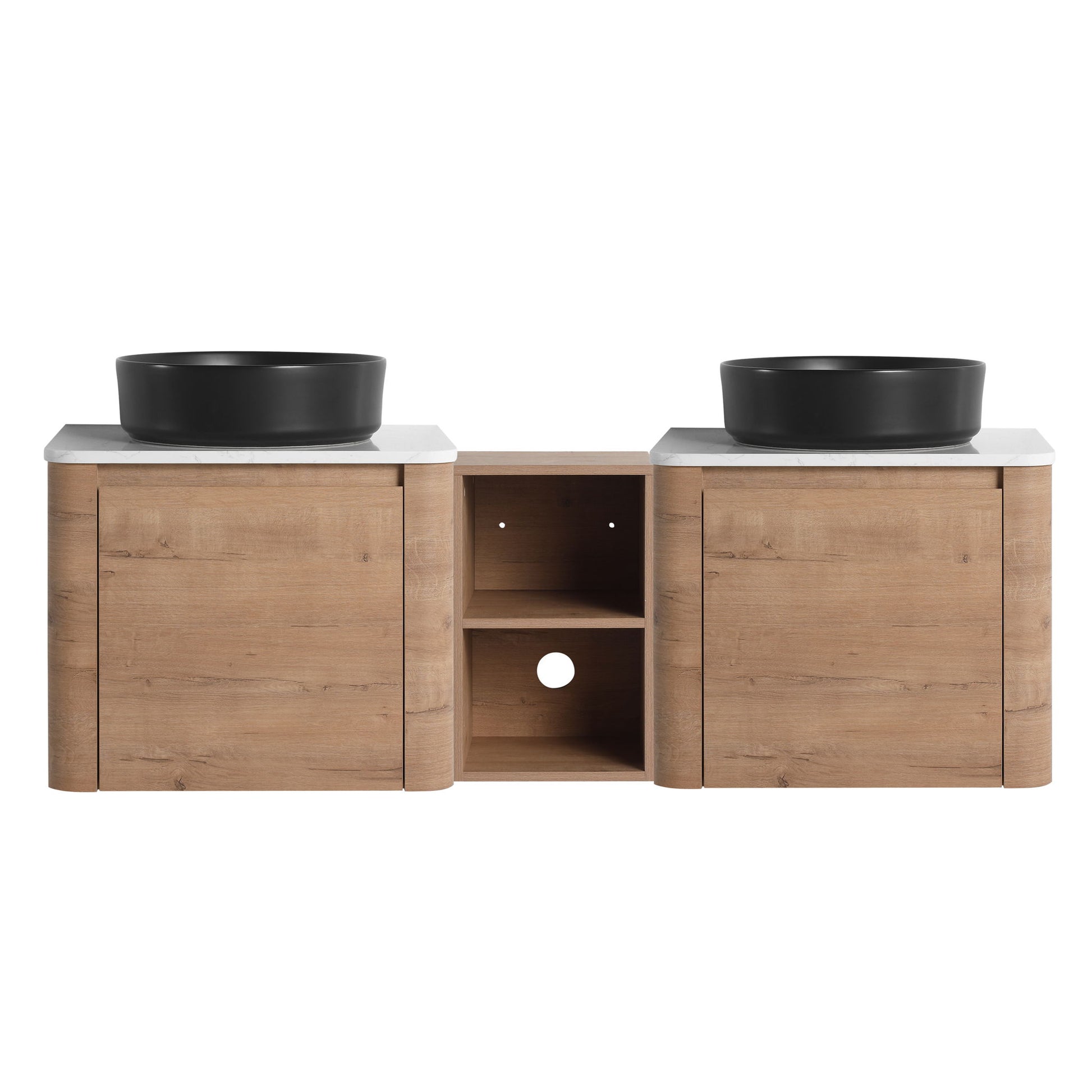 Wall Mounted Bathroom Vanity With Art Sink, 1 Storage Shelf, Soft Close Door