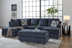 Albar Place - 3 Pc. - 2-Piece Sectional With Raf Sofa Chaise, Ottoman - Cobalt