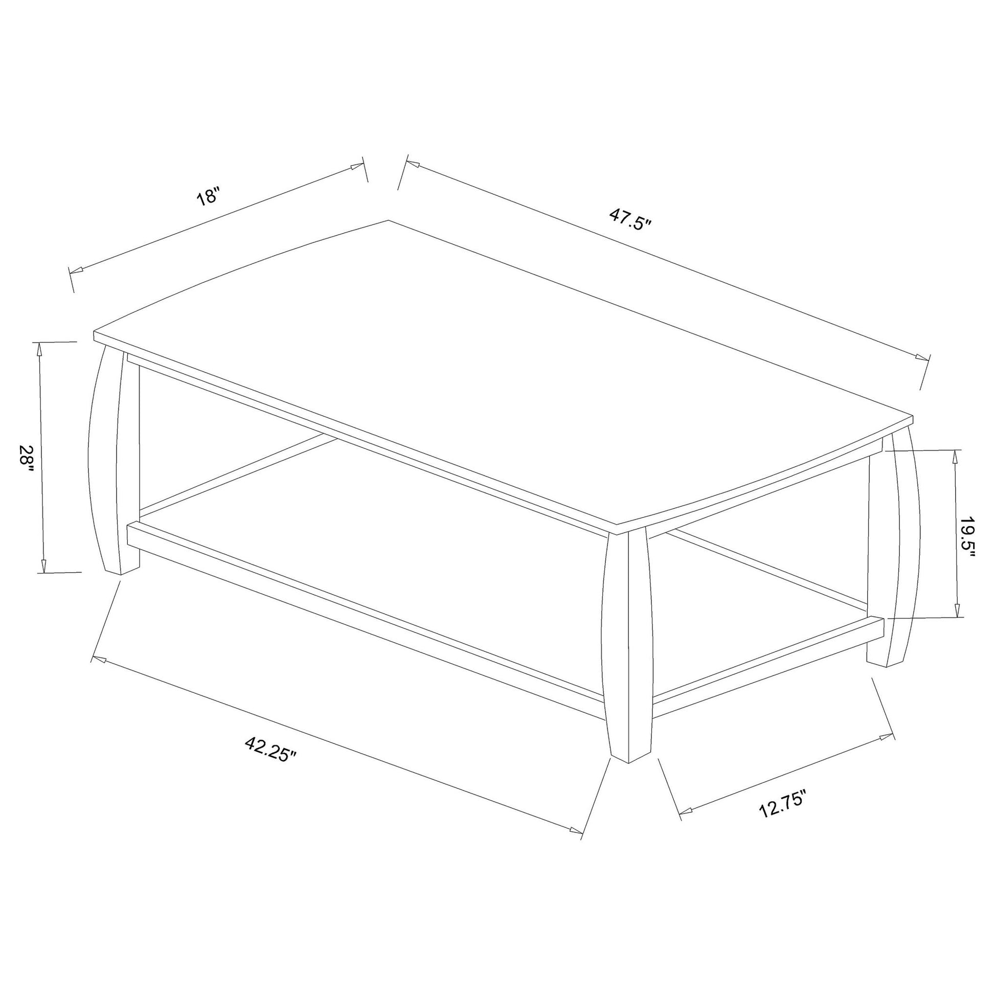 Rectangular Sofa Table With Double Shelf - Brown
