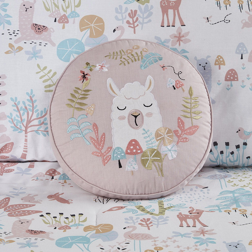 Iris - Twin Woodland Animals Reversible Comforter Set - Blush
