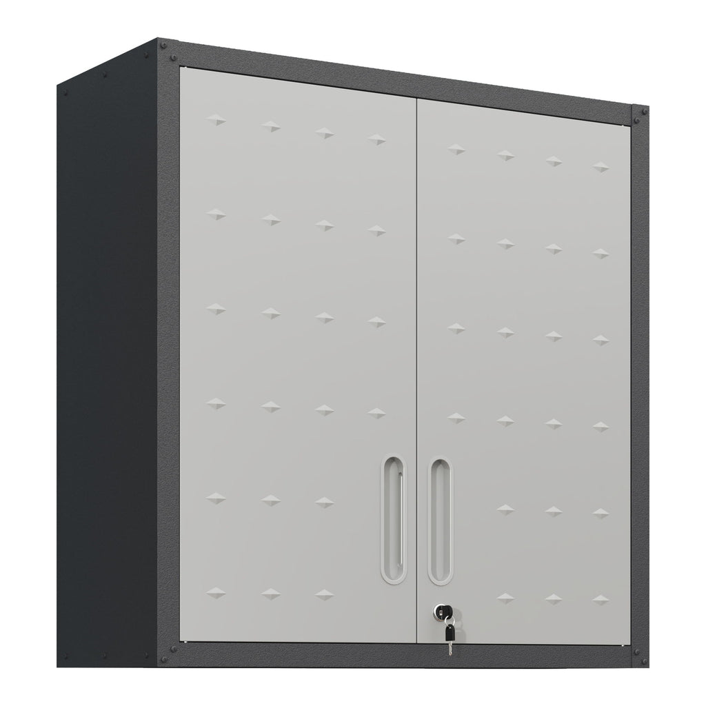 Metal Wall Mounted Tool Storage Cabinet With 2 Locking Doors, Adjustable Shelf, And Drawer