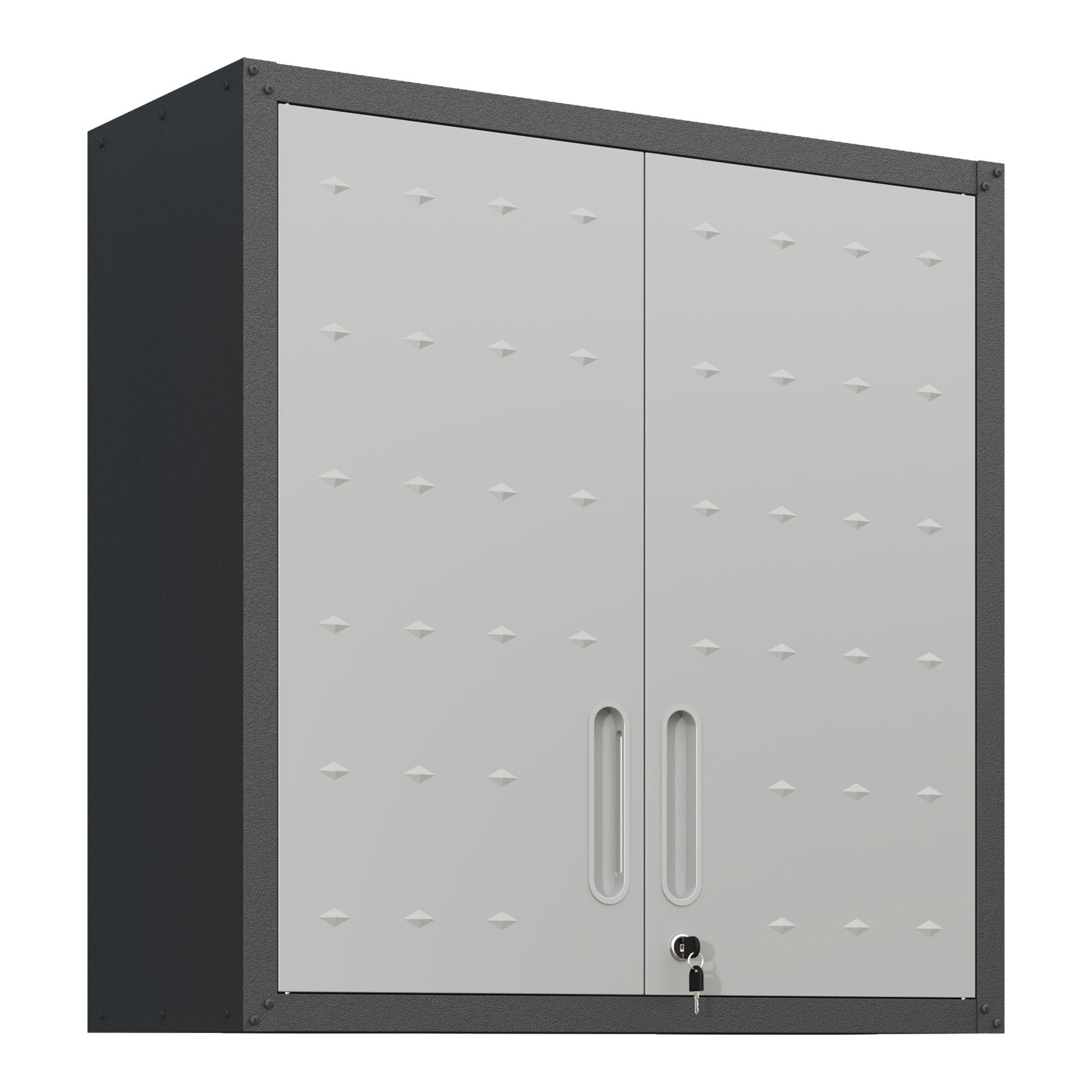 Metal Wall Mounted Tool Storage Cabinet With 2 Locking Doors, Adjustable Shelf, And Drawer