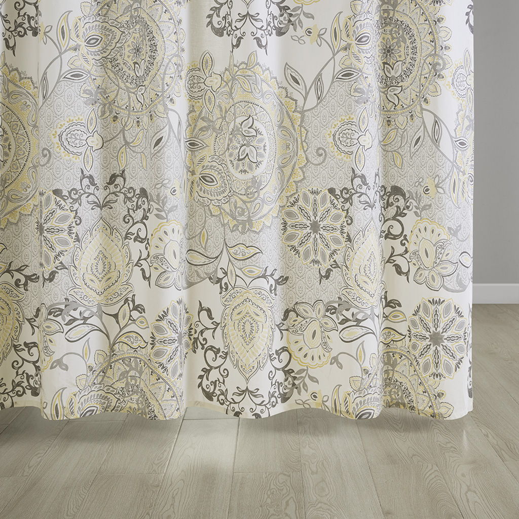 Isla - Printed Cotton Shower Curtain - Yellow