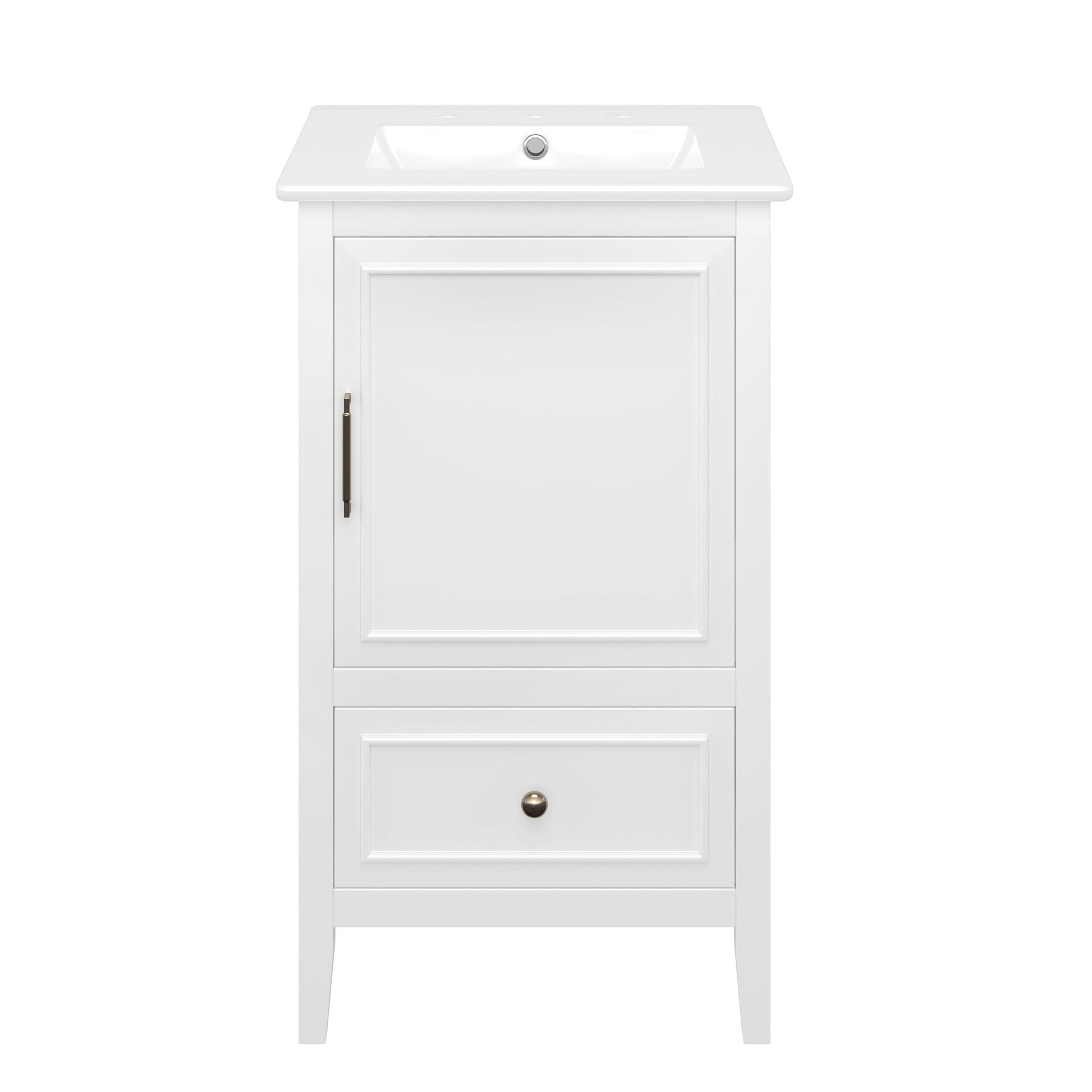 Bathroom Vanity With Sink, Adjustable Feet, 1 Drawer And Door Shelf Storage - White