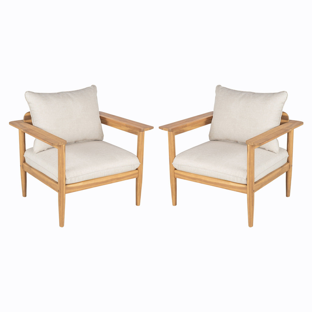Terassi - Outdoor Lounge Chair (Set of 2) With Cushions - Beige / Light Teak