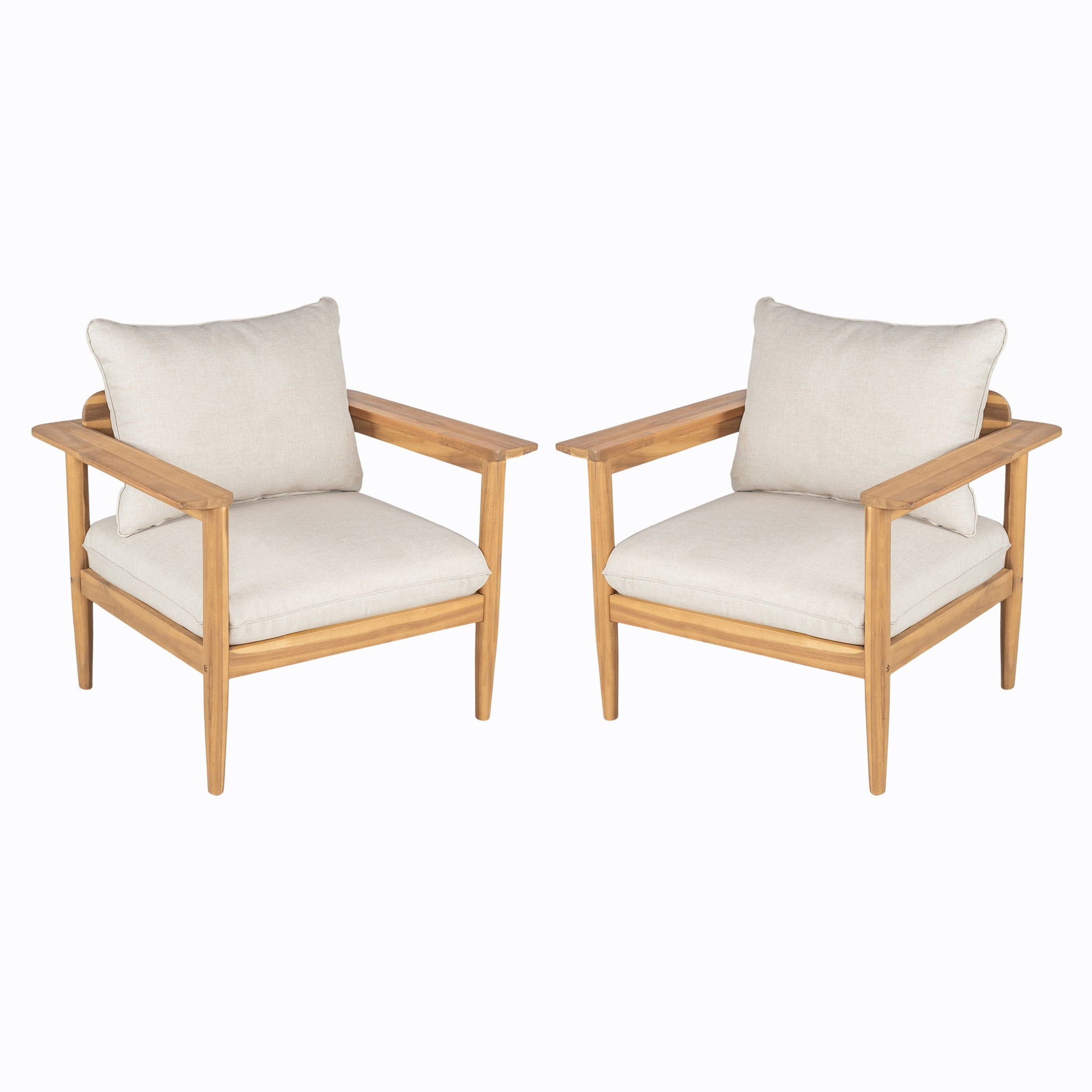 Terassi - Outdoor Lounge Chair (Set of 2) With Cushions - Beige / Light Teak