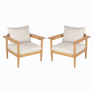 Terassi - Outdoor Lounge Chair (Set of 2) With Cushions - Beige / Light Teak