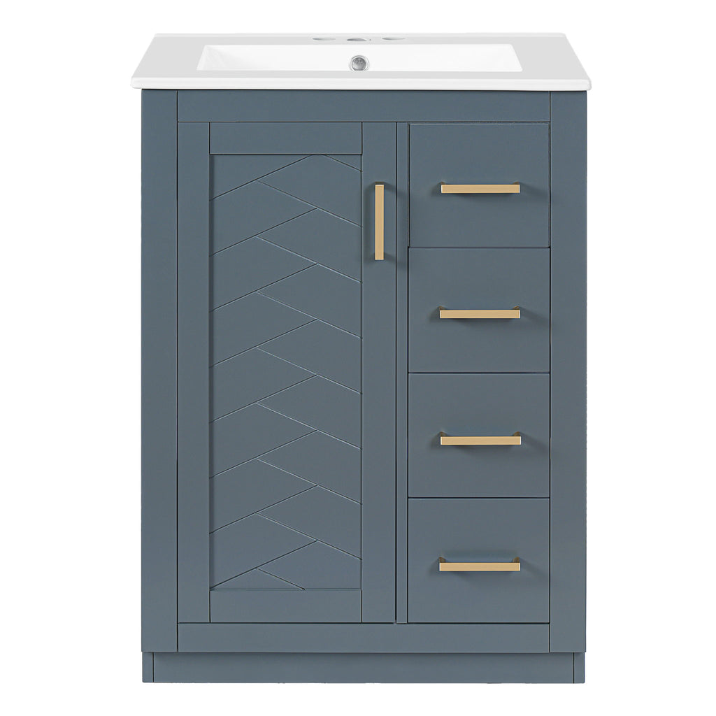 Modern Bathroom Vanity With 1 Door And 3 Drawers