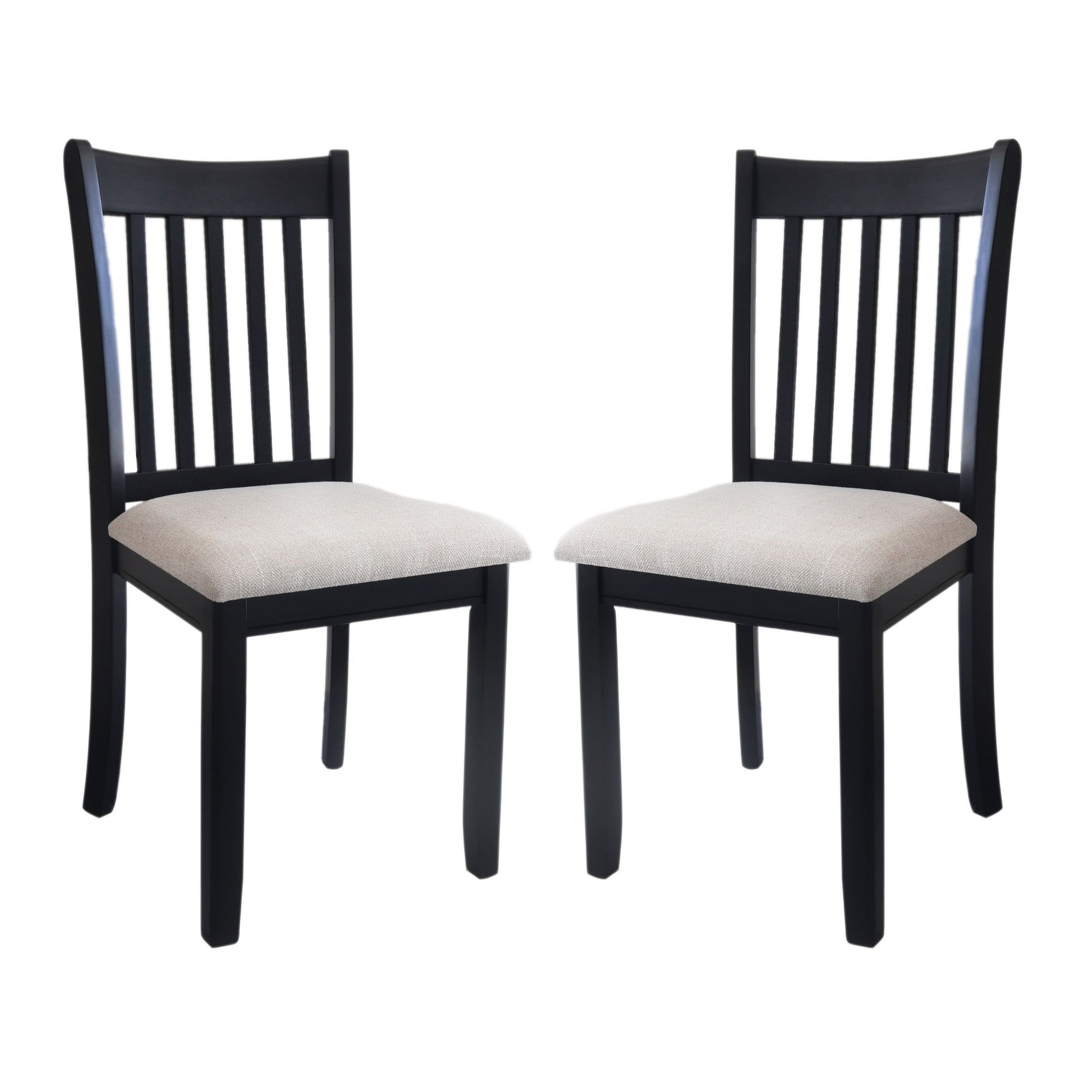 Modern Dining Chair, Wooden Back, Cushion Seats (Set of 2)
