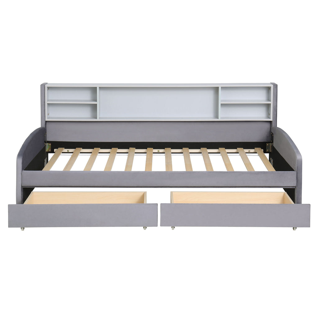 Luxurious Upholstered Platform Bed With Storage Drawers