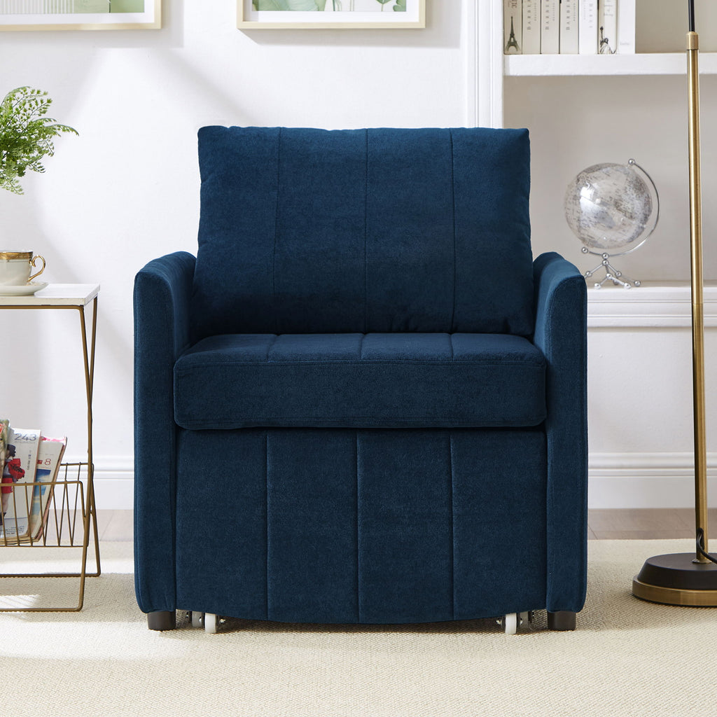 Upholstered Convertible Sleeper Sofa With 5 Position Backrest, Side Pockets, Storage