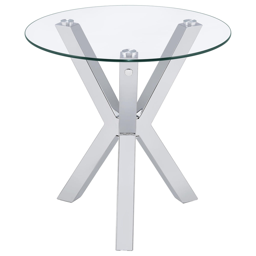 Alexa - Round Tempered Glass Top End Table - Chrome