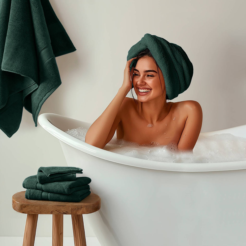 800GSM - 8 Piece Antimicrobial Towel Set - Dark Green