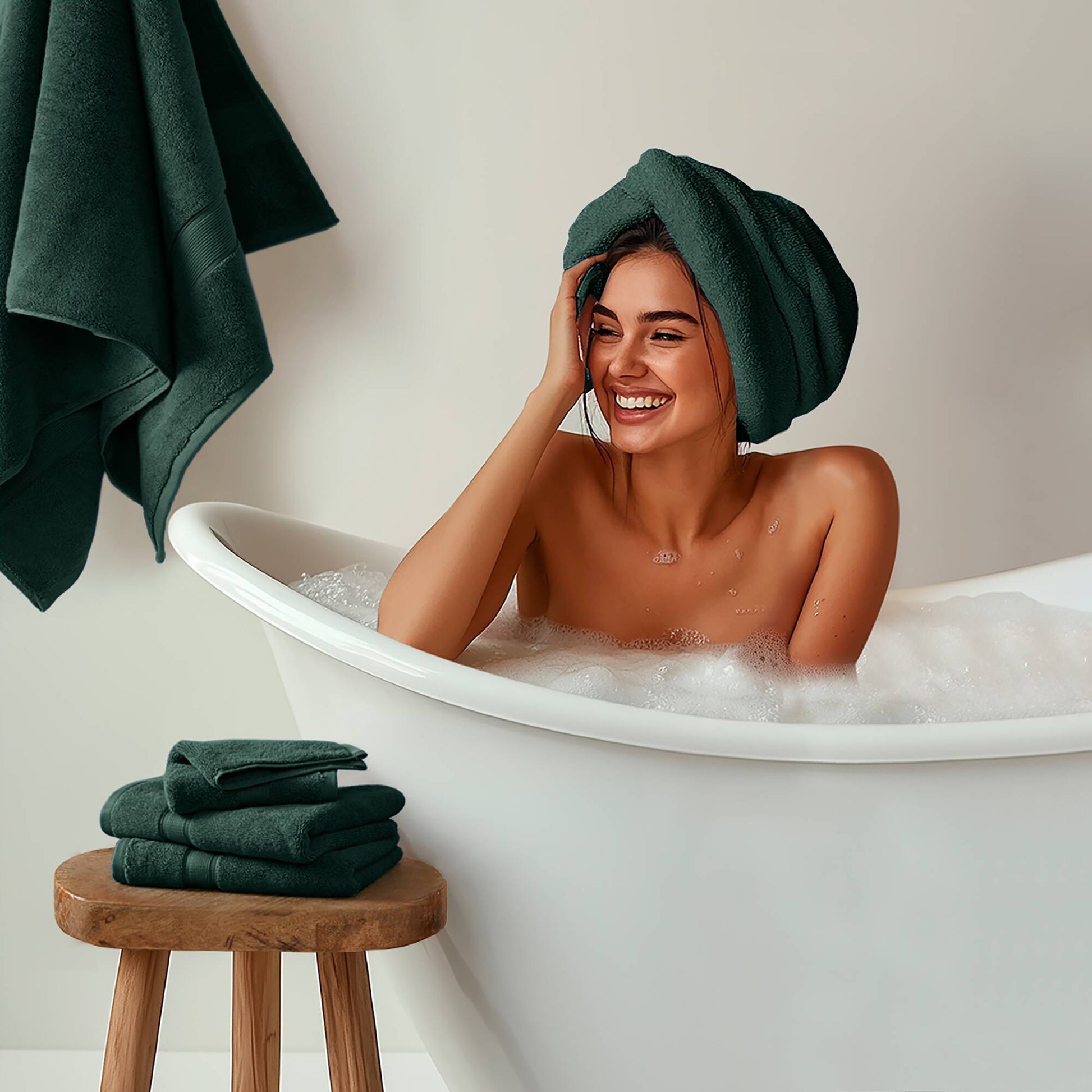 800GSM - 8 Piece Antimicrobial Towel Set - Dark Green