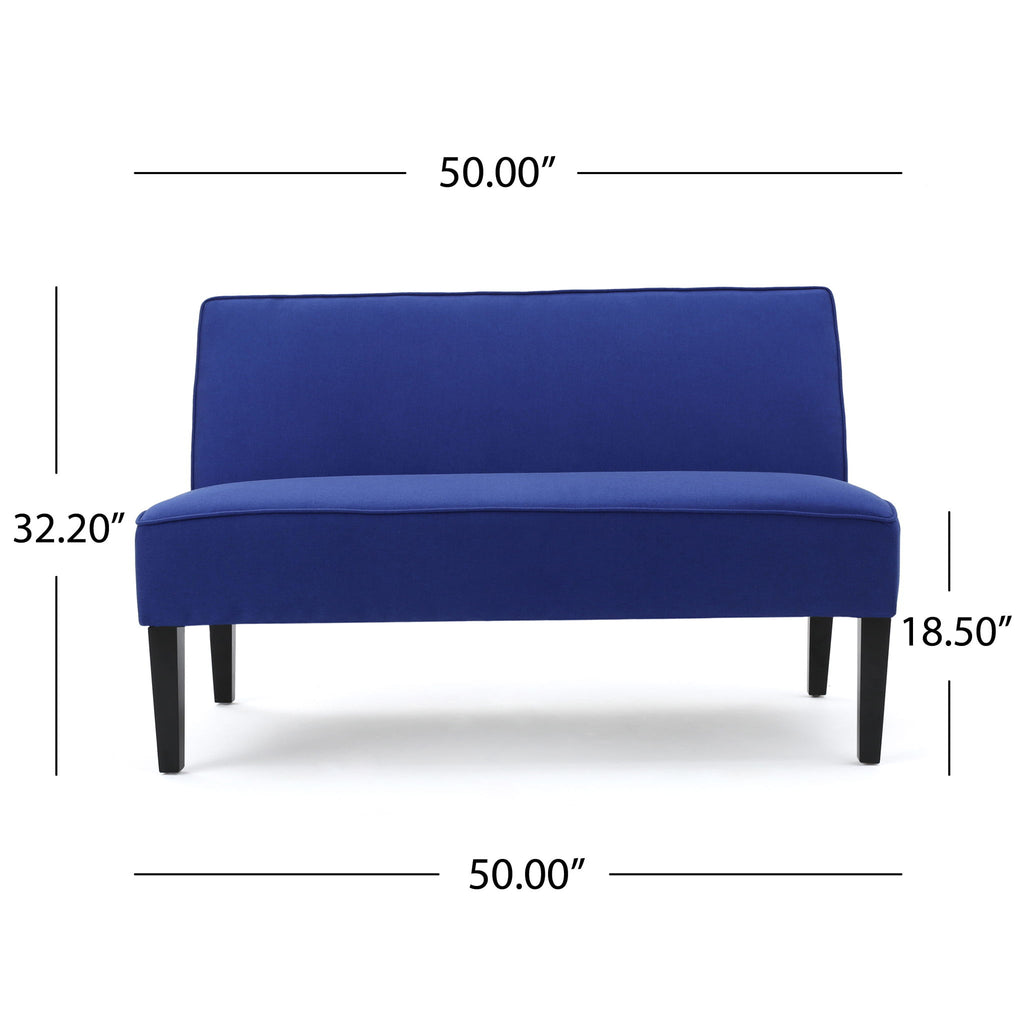 Contemporary Loveseat With Upholstered Fabric And Birch Wood Legs