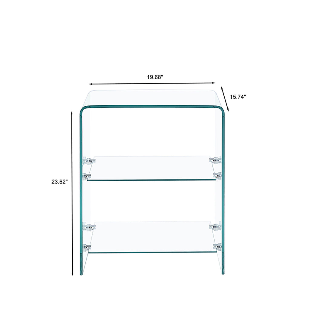 Tempered Clear Bent Glass Side Table Sofa Table, Multi Purpose Use, Premium Tempered Glass - Transparent