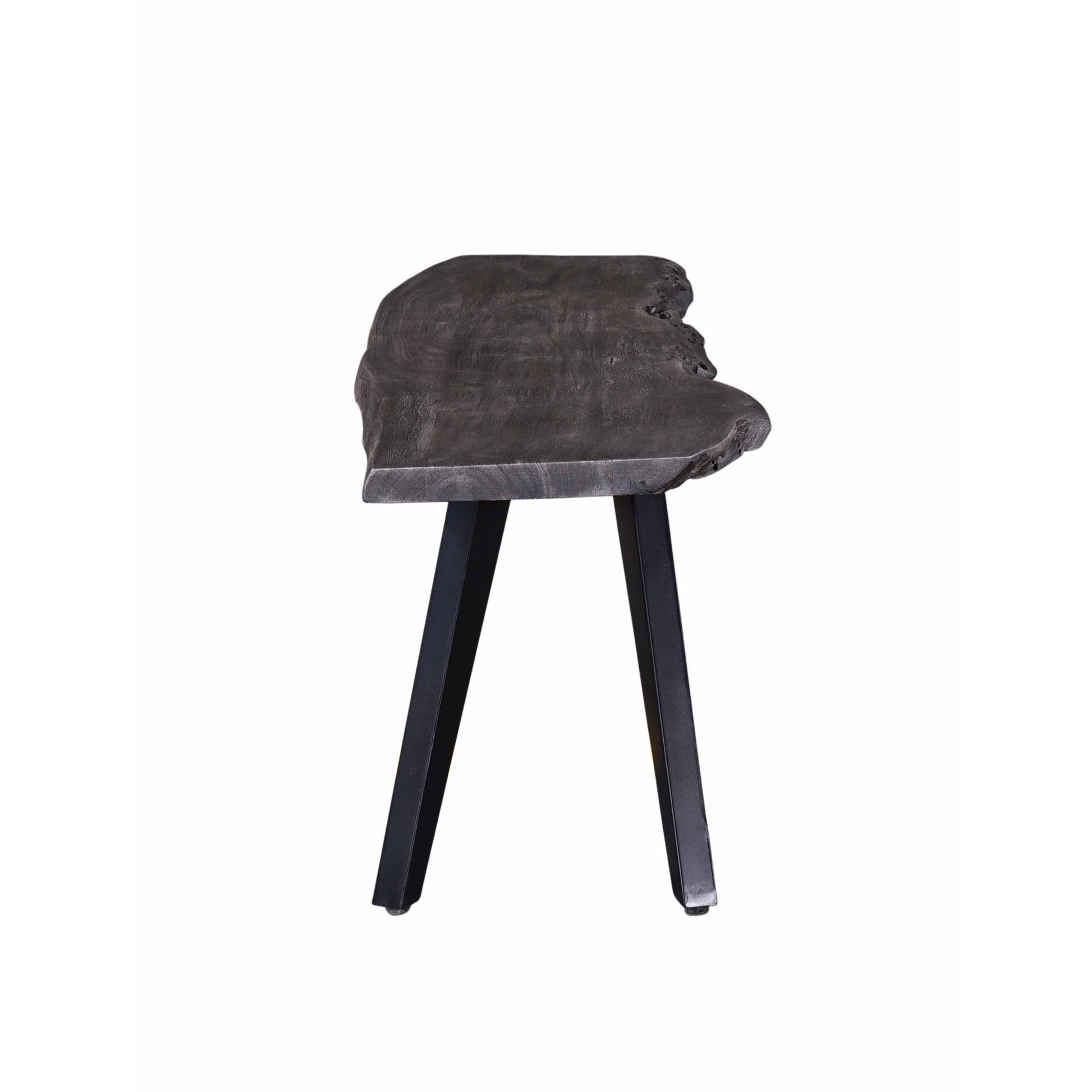 Modern Acacia Wood Dining Bench, Live Edge Design Accent Bench With Iron Legs - Black / Gray