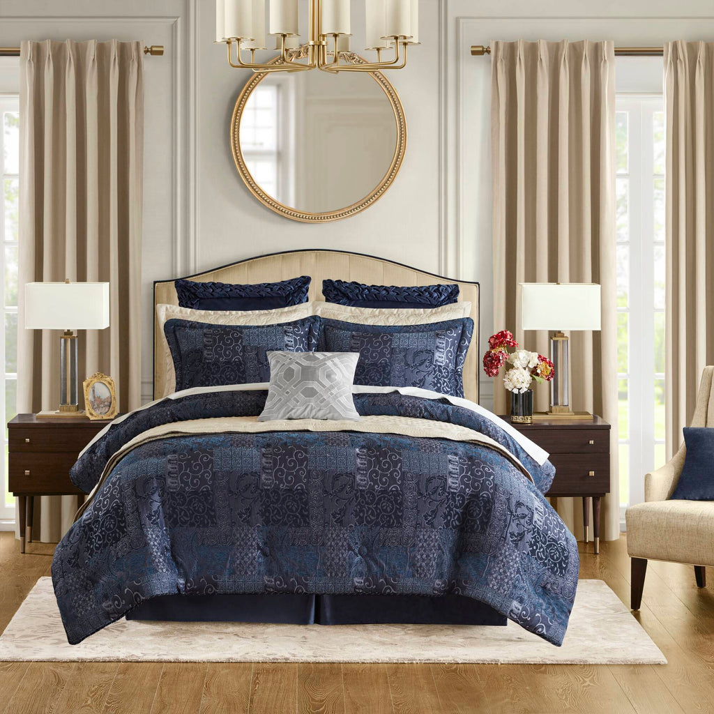 Gabrielle - King Comforter Set - Navy