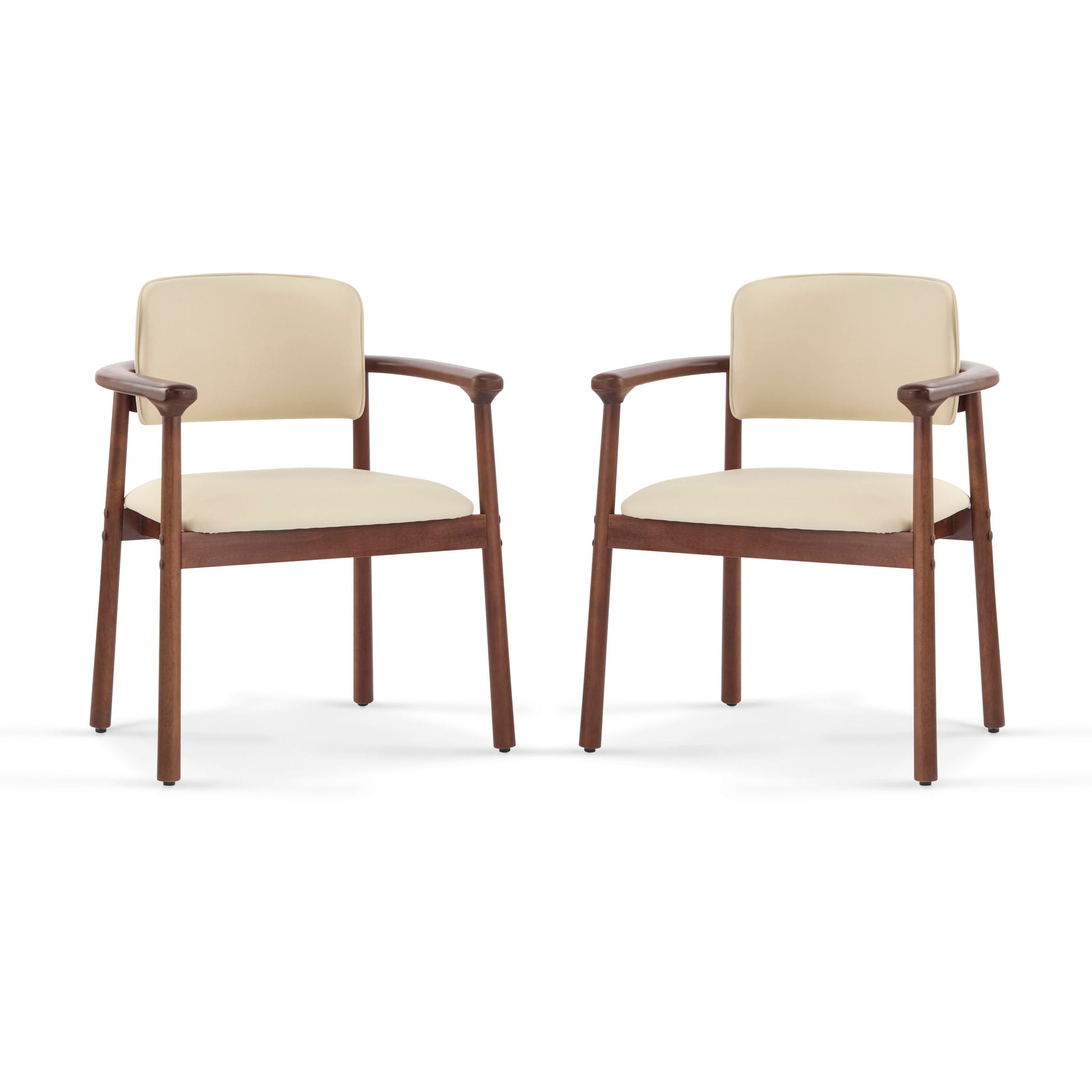 Dining Room Chairs, Ideal For Home & Kitchen (Set of 2) - Beige / Dark Walnut