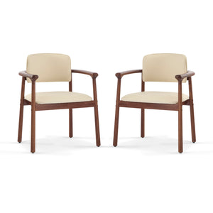 Dining Room Chairs, Ideal For Home & Kitchen (Set of 2) - Beige / Dark Walnut