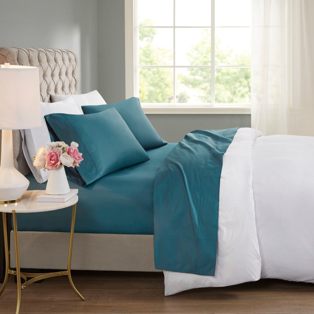 600 Thread Count - Cooling Cotton Blend 4-Piece Sheet Set - Teal