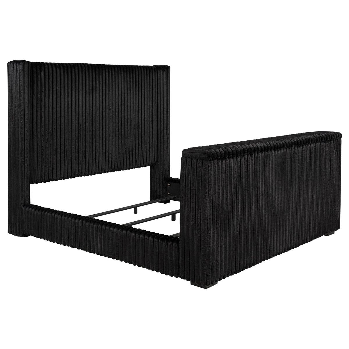 Lyman - Eastern King Wingback TV Bed With Integrated TV Lift And Power Strip - Black
