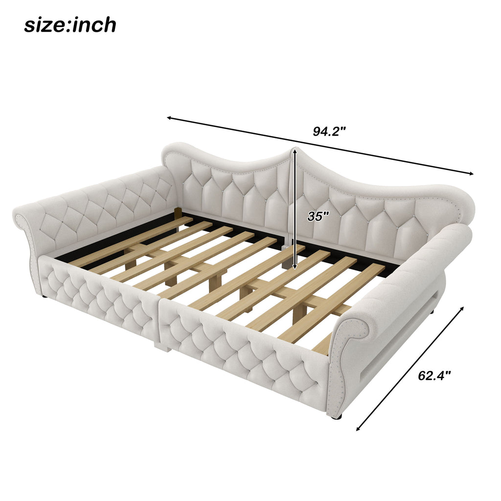 Upholstered Daybed With LED Lighting And Nailhead Trim