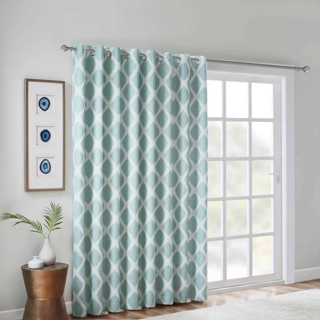 Blakesly - Printed Ikat Blackout Patio Curtain - Aqua