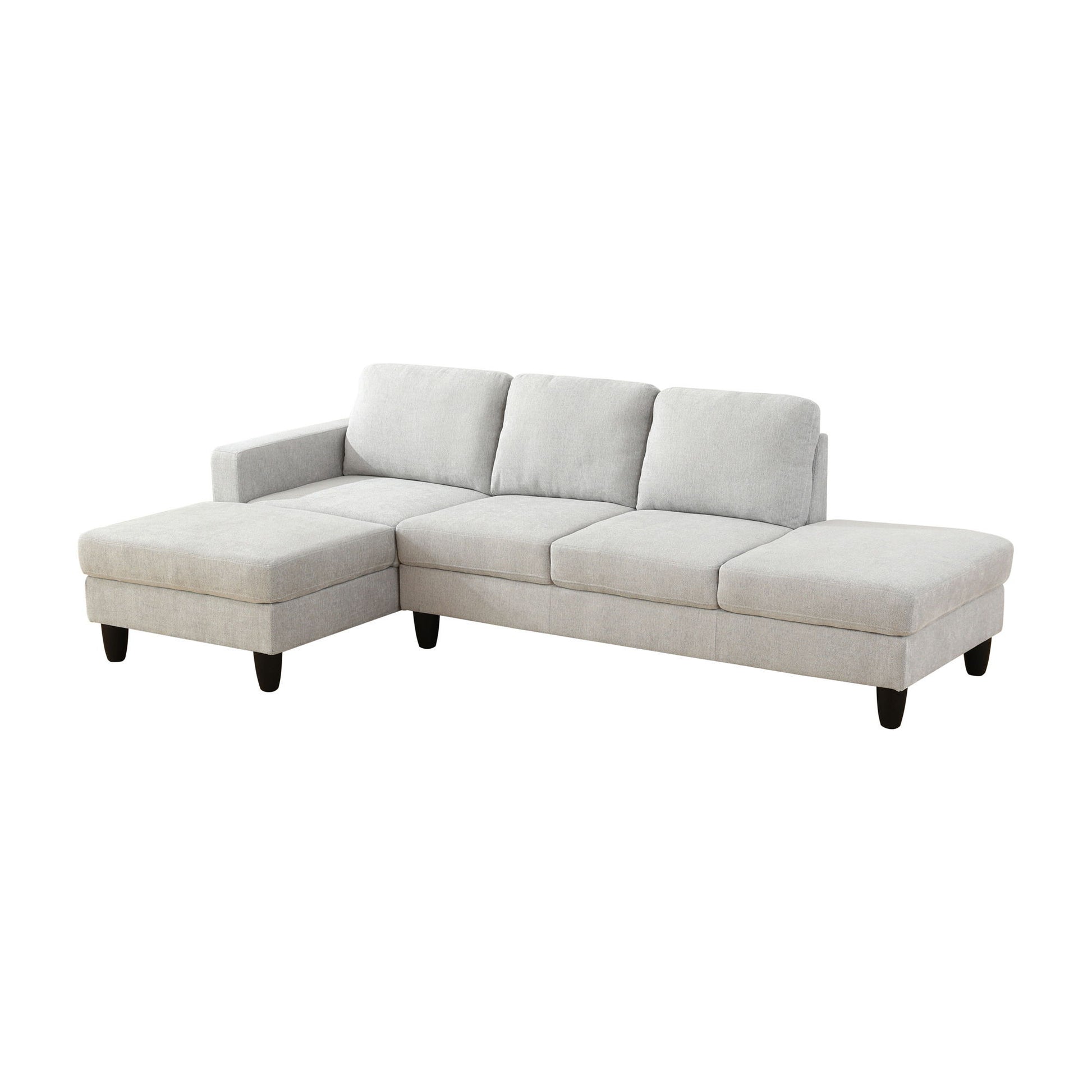 2 Piece L - Shaped Left Chaise Sectional Sofa With Ottoman, Living Room Furniture - White / Gray