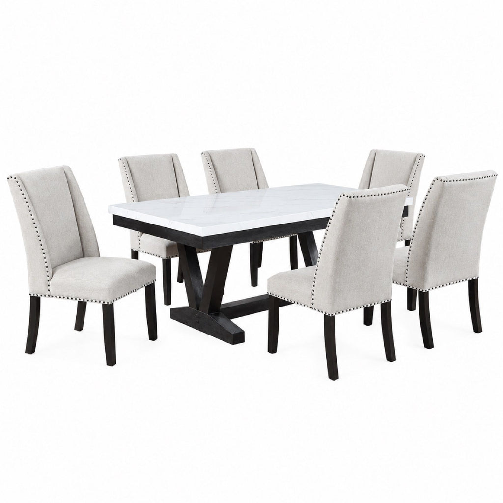 Dining Set With Upholstered Wing Back Chairs