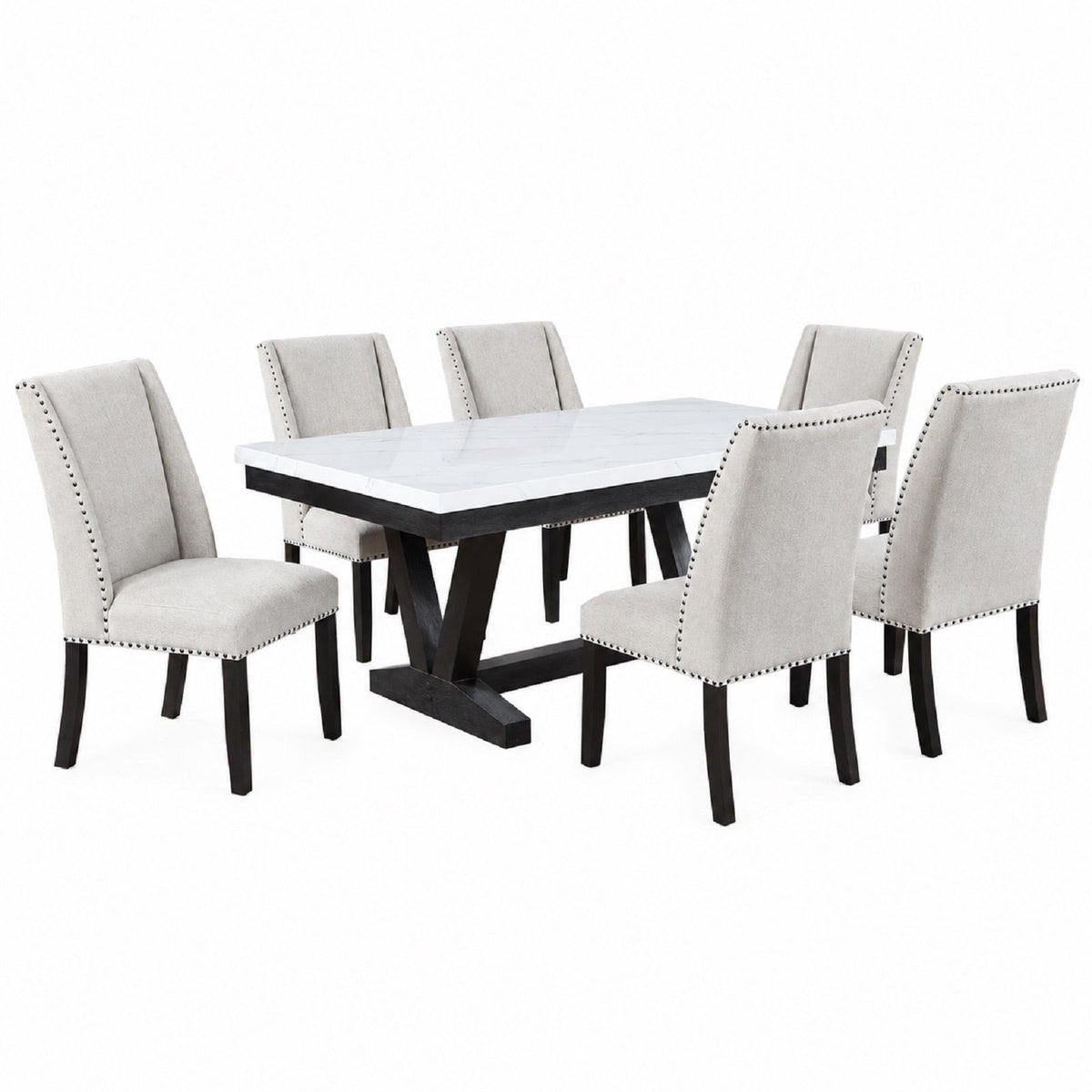 Dining Set With Upholstered Wing Back Chairs