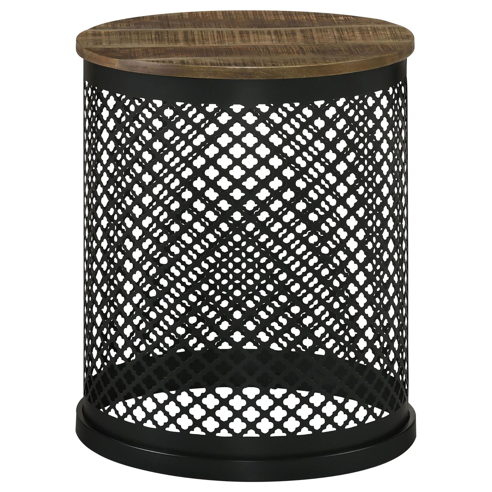 Drum Base Accent Table - Brown